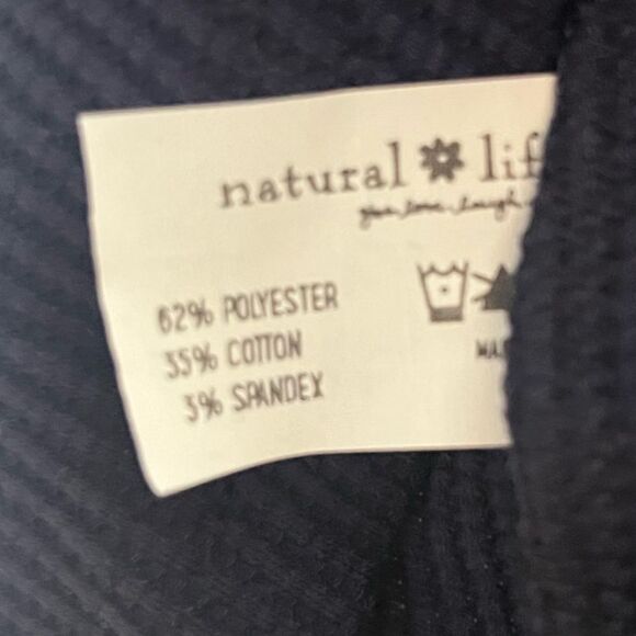 Natural Life NEW Navy Ribbed Stretch Top Soft Waffle Knit Casual Pullover Size L - Picture 5 of 5